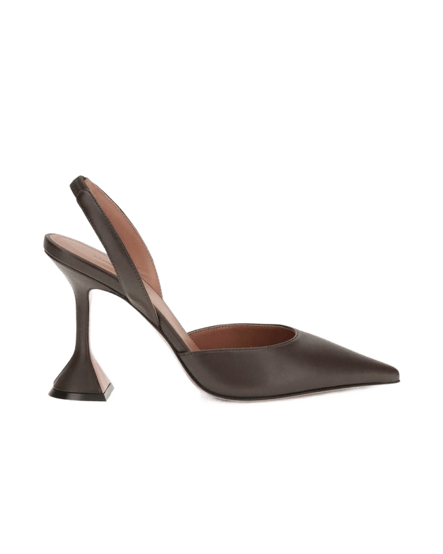 Amina Muaddi Brown Calf Leather Bos Taurus Pumps Glam Steals