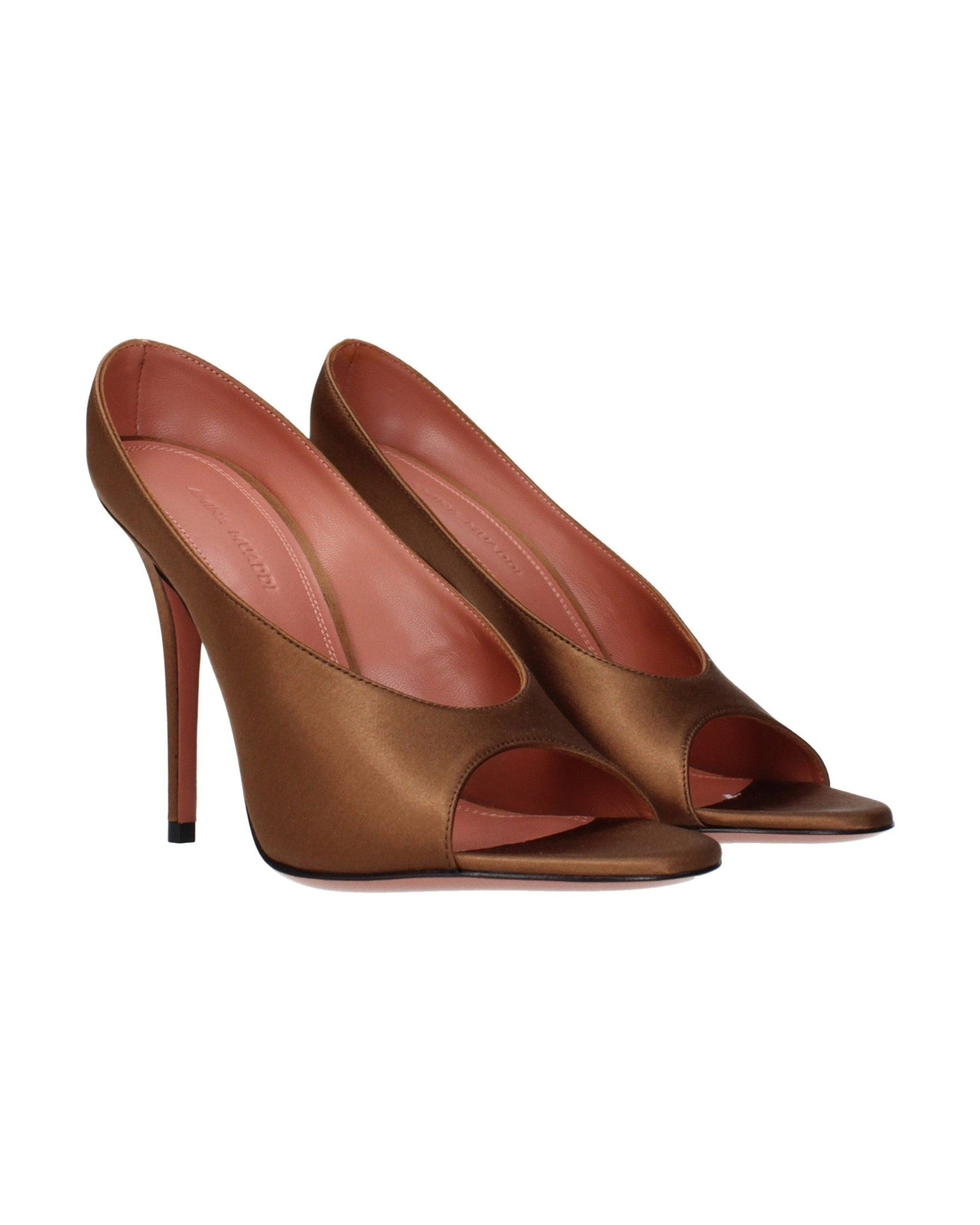 Amina Muaddi Brown Satin High Heel Pumps Glam Steals