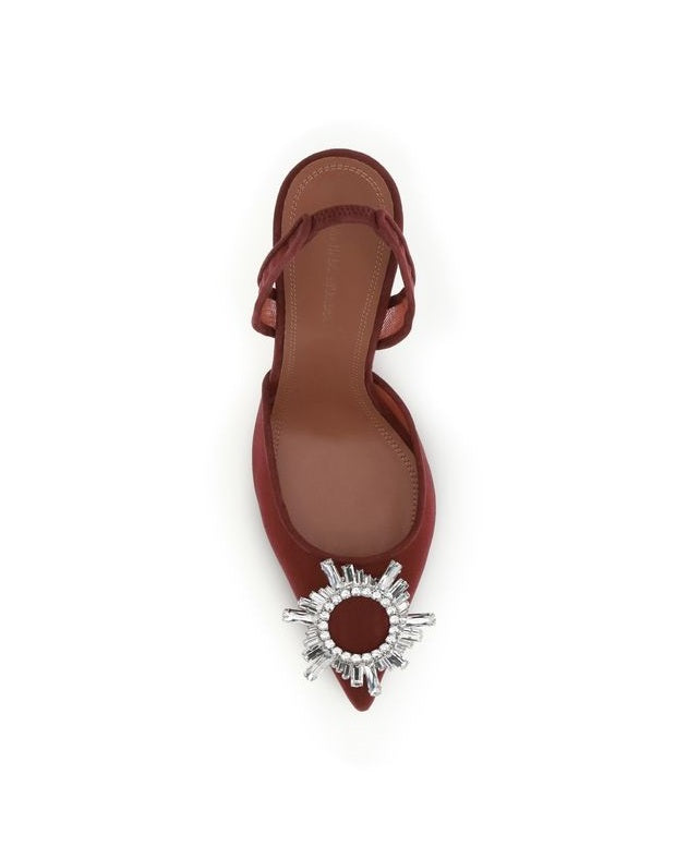 Amina Muaddi Polyester Bordeaux High Heel Pumps Glam Steals