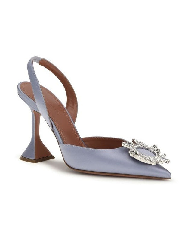 Amina Muaddi Purple Silk Pumps