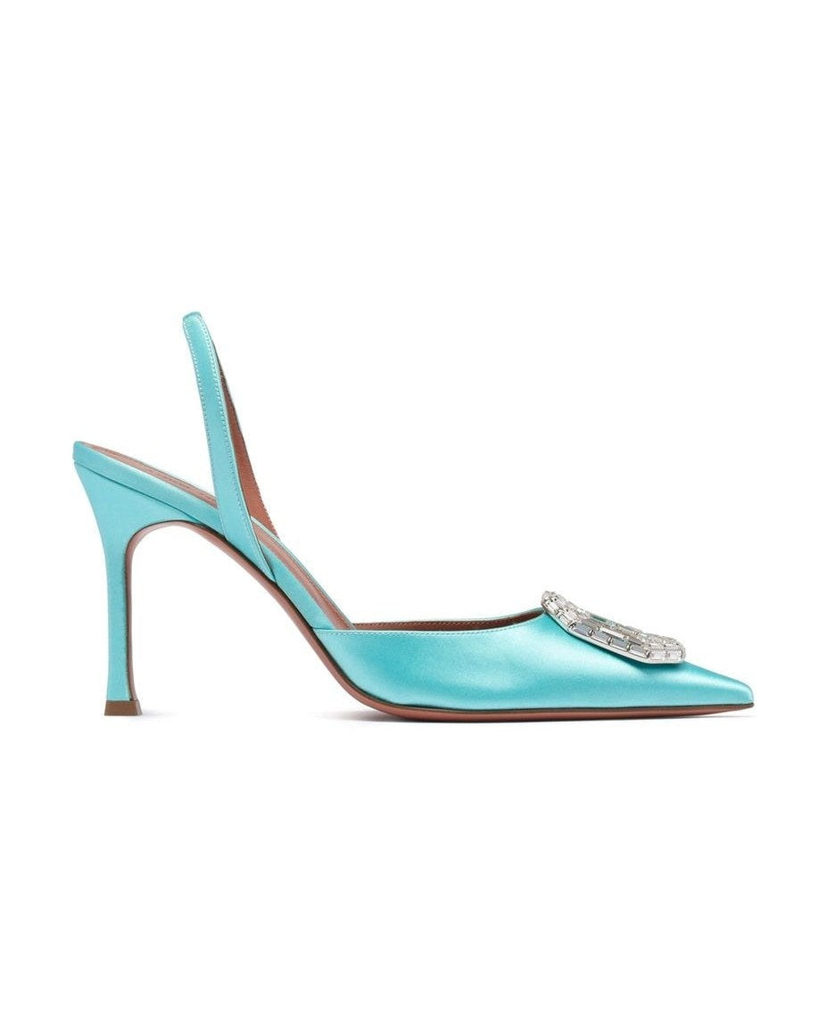 Amina Muaddi Silk High Heel Pumps