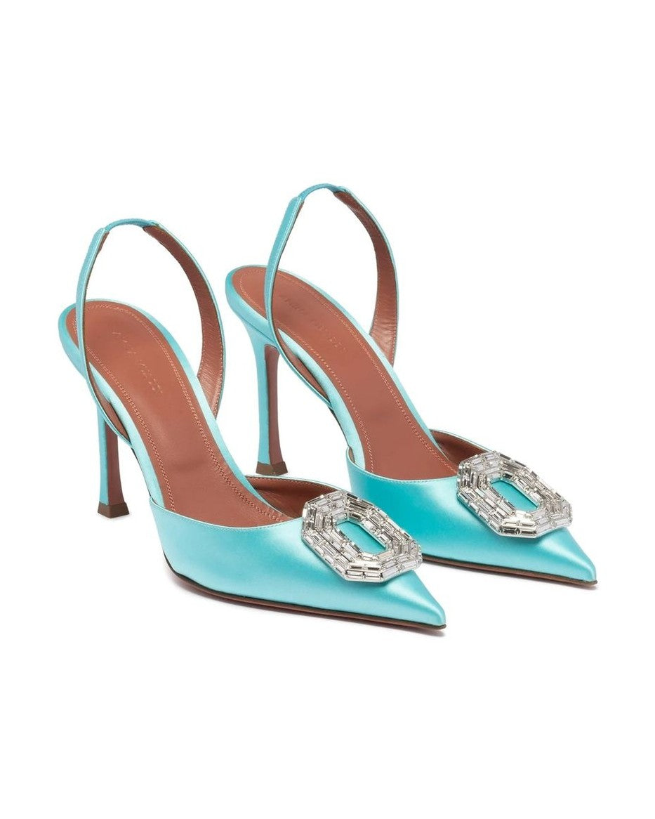 Amina Muaddi Silk High Heel Pumps