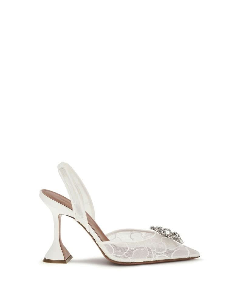 Amina Muaddi White High Heel Pumps Glam Steals