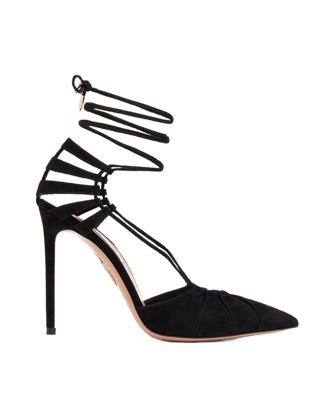 Aquazzura Black Lace-Up Calfskin Heels Glam Steals