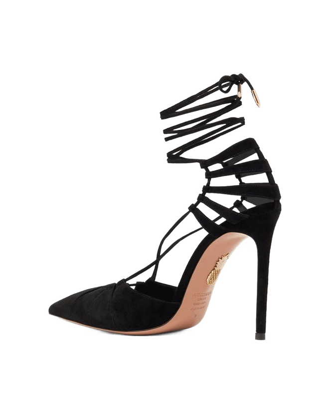 Aquazzura Black Lace-Up Calfskin Heels Glam Steals