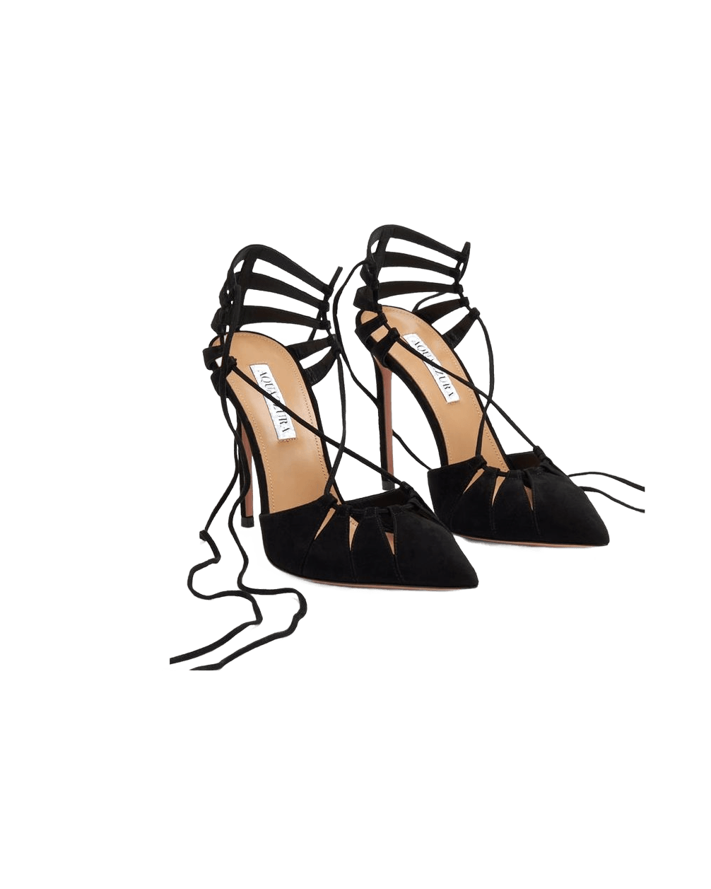 Aquazzura Black Lace-Up Calfskin Heels Glam Steals
