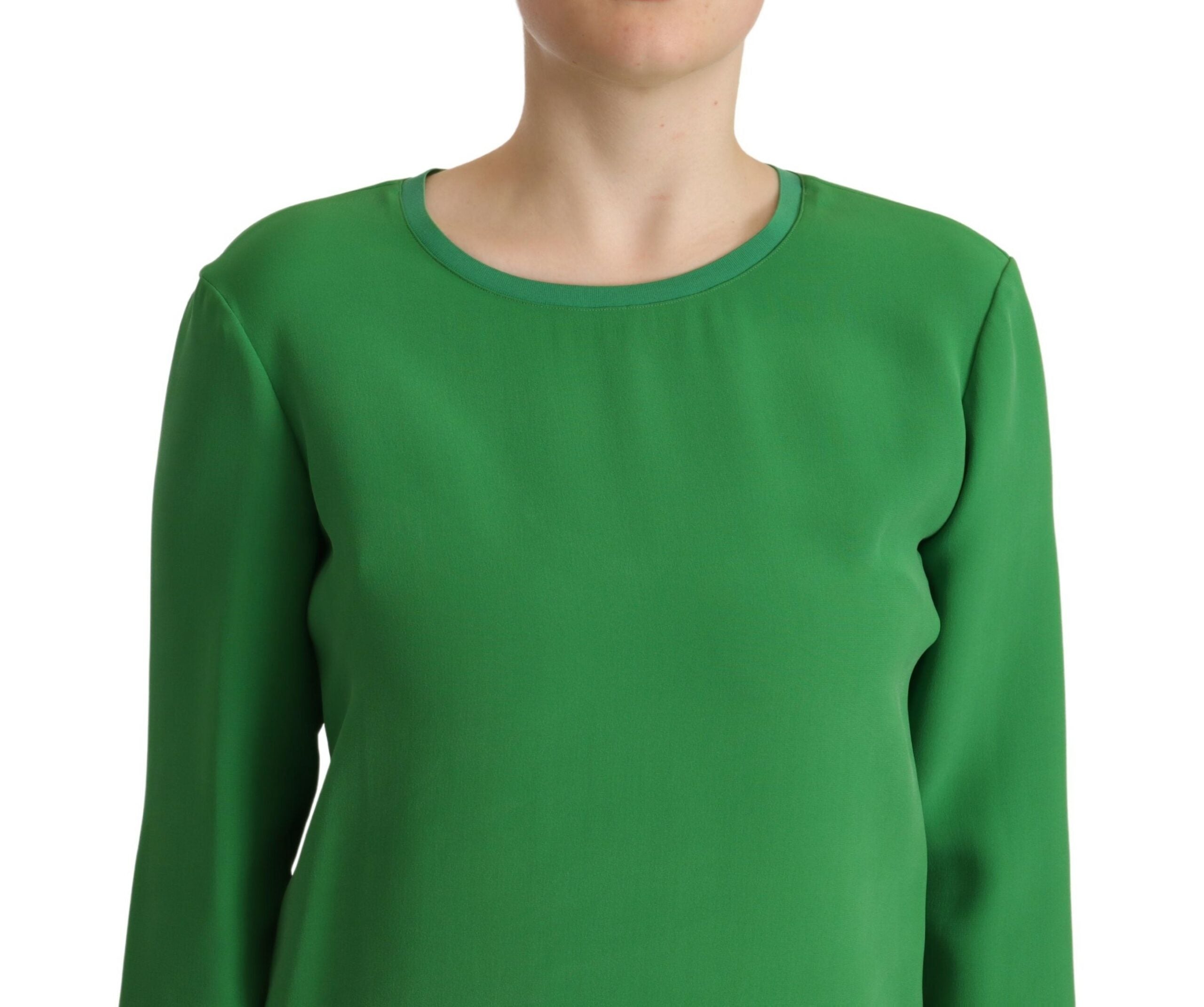 Armani Green Silk Long Sleeves Round Neck Sweater Glam Steals