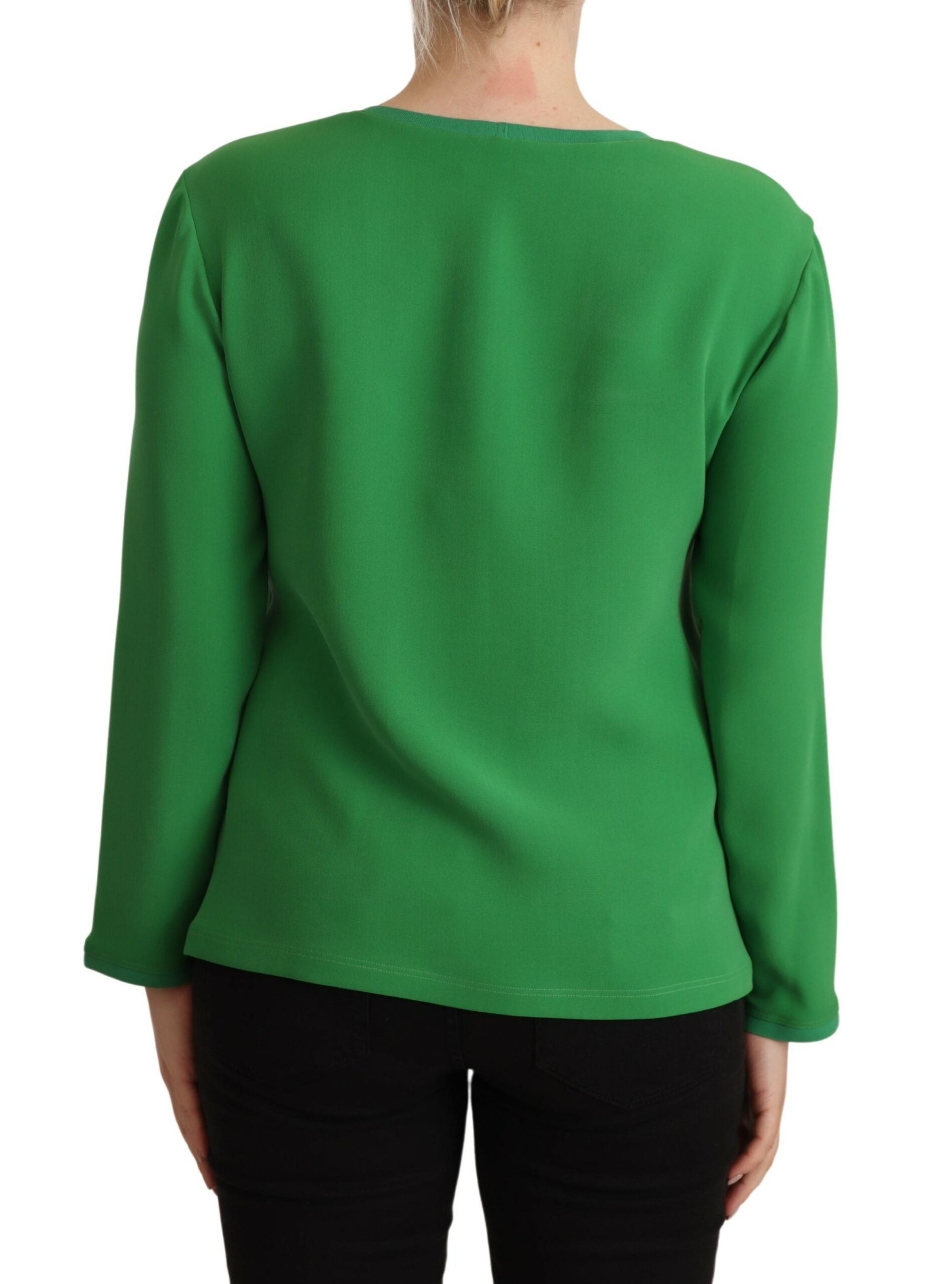 Armani Green Silk Long Sleeves Round Neck Sweater Glam Steals