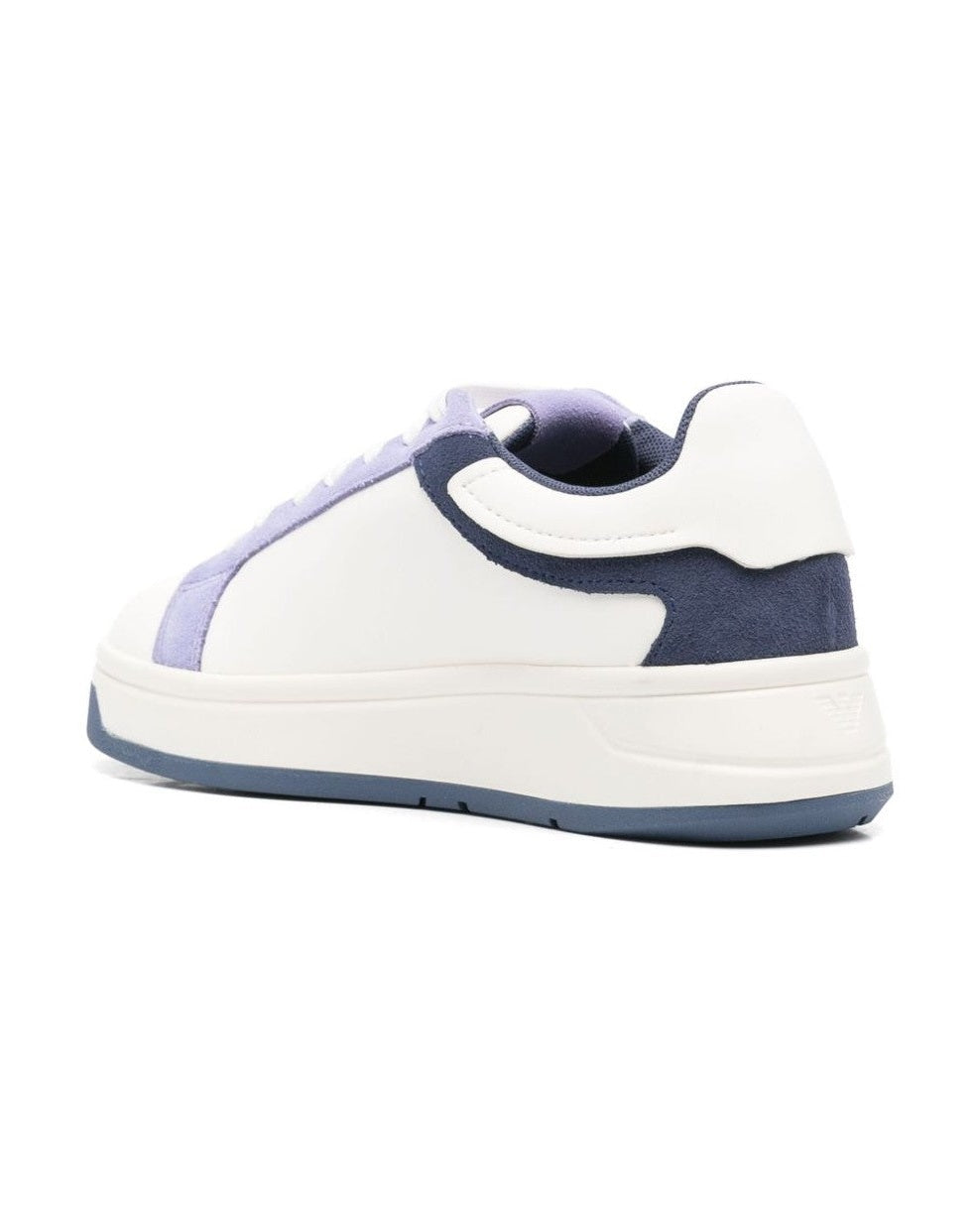 Armani Leather Emporio Exclusive Sneakers with Suede Details and Eagle Plate Glam Steals