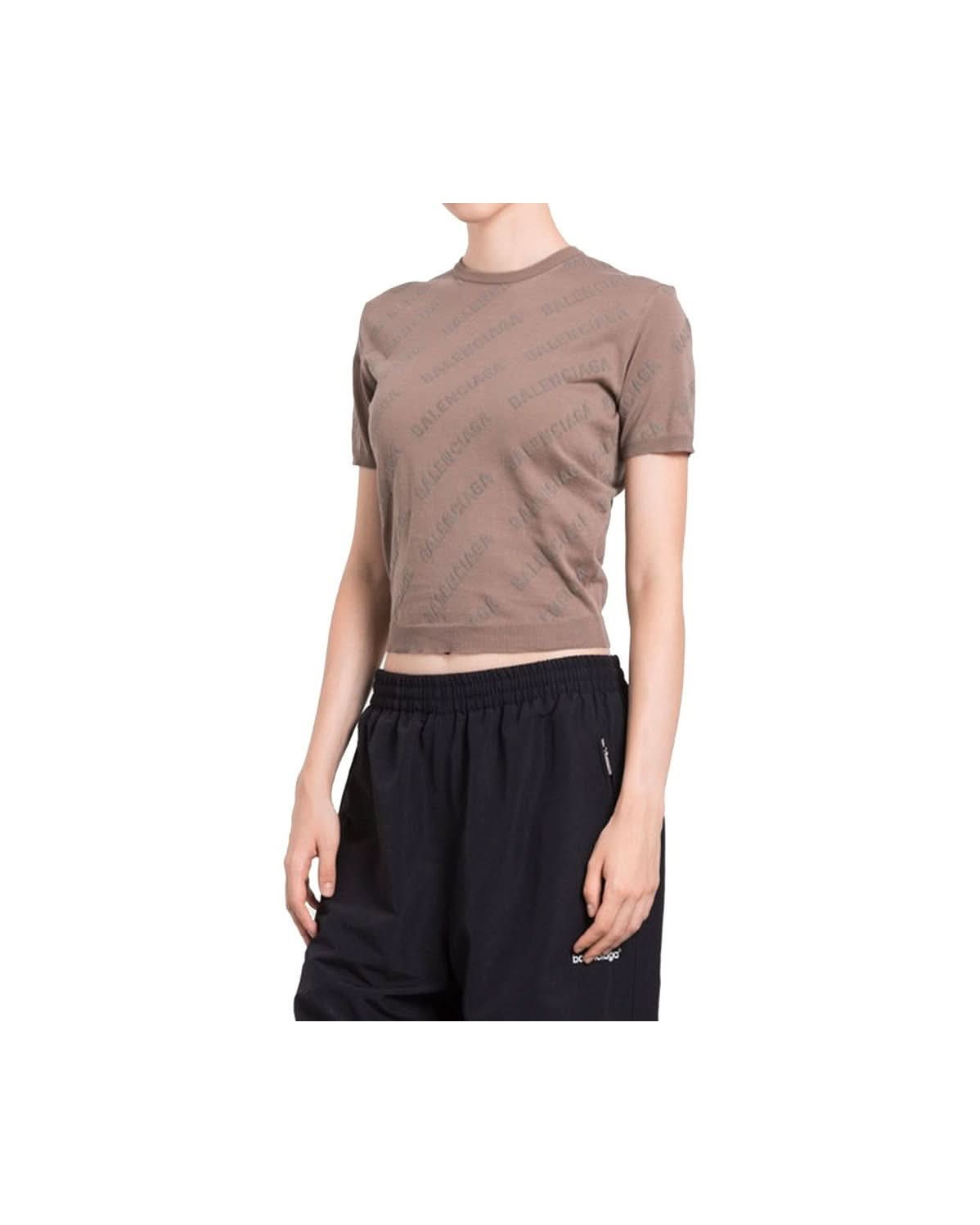 Balenciaga Brown Cotton Tank Top Clothing Tops