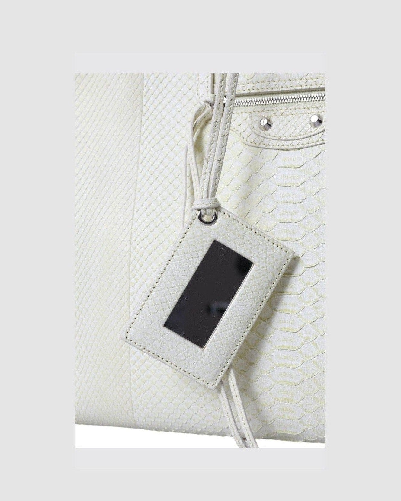 Balenciaga White Leather Chic Python Tote Handbags