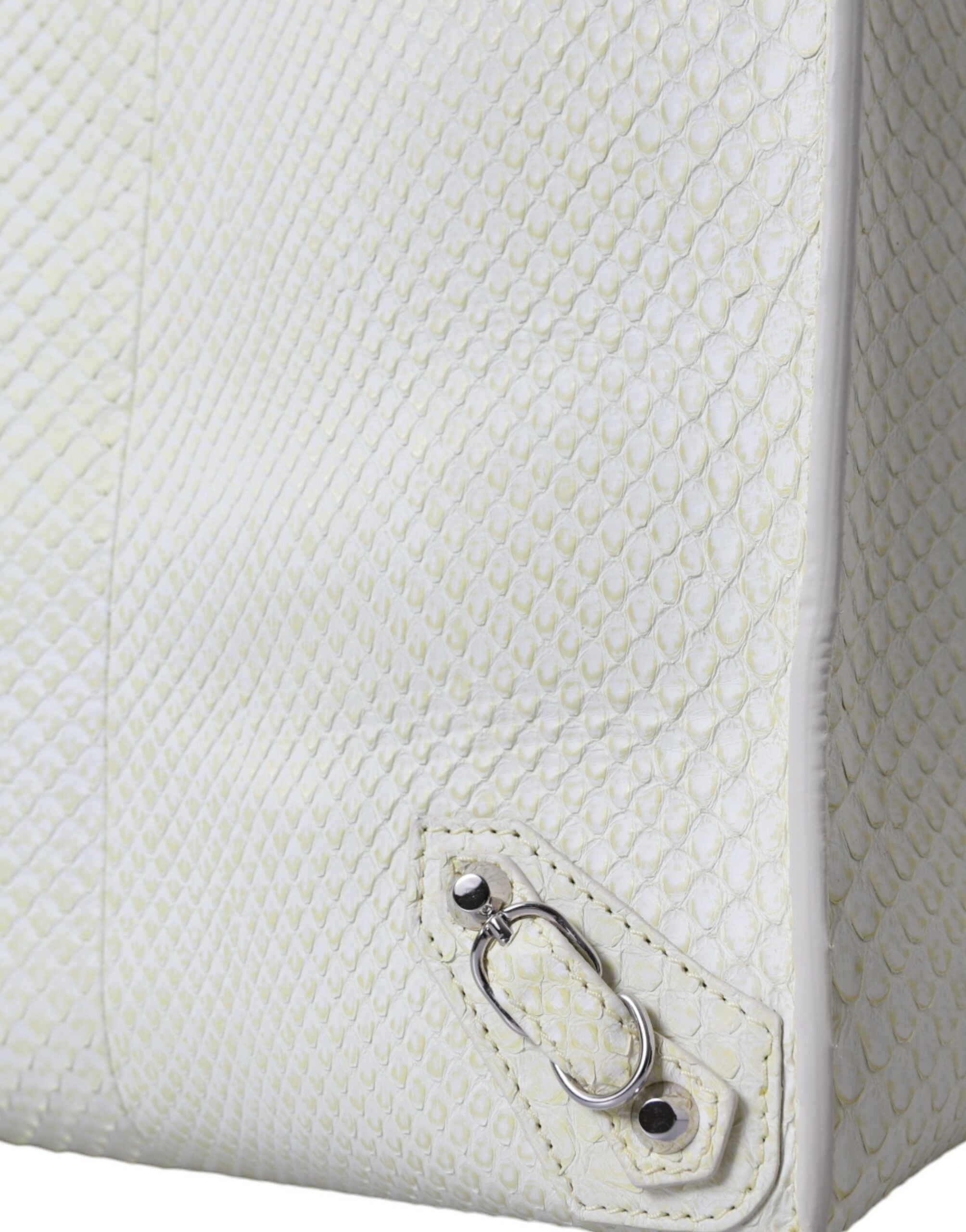 Balenciaga Chic Python Leather White Yellow Tote Glam Steals