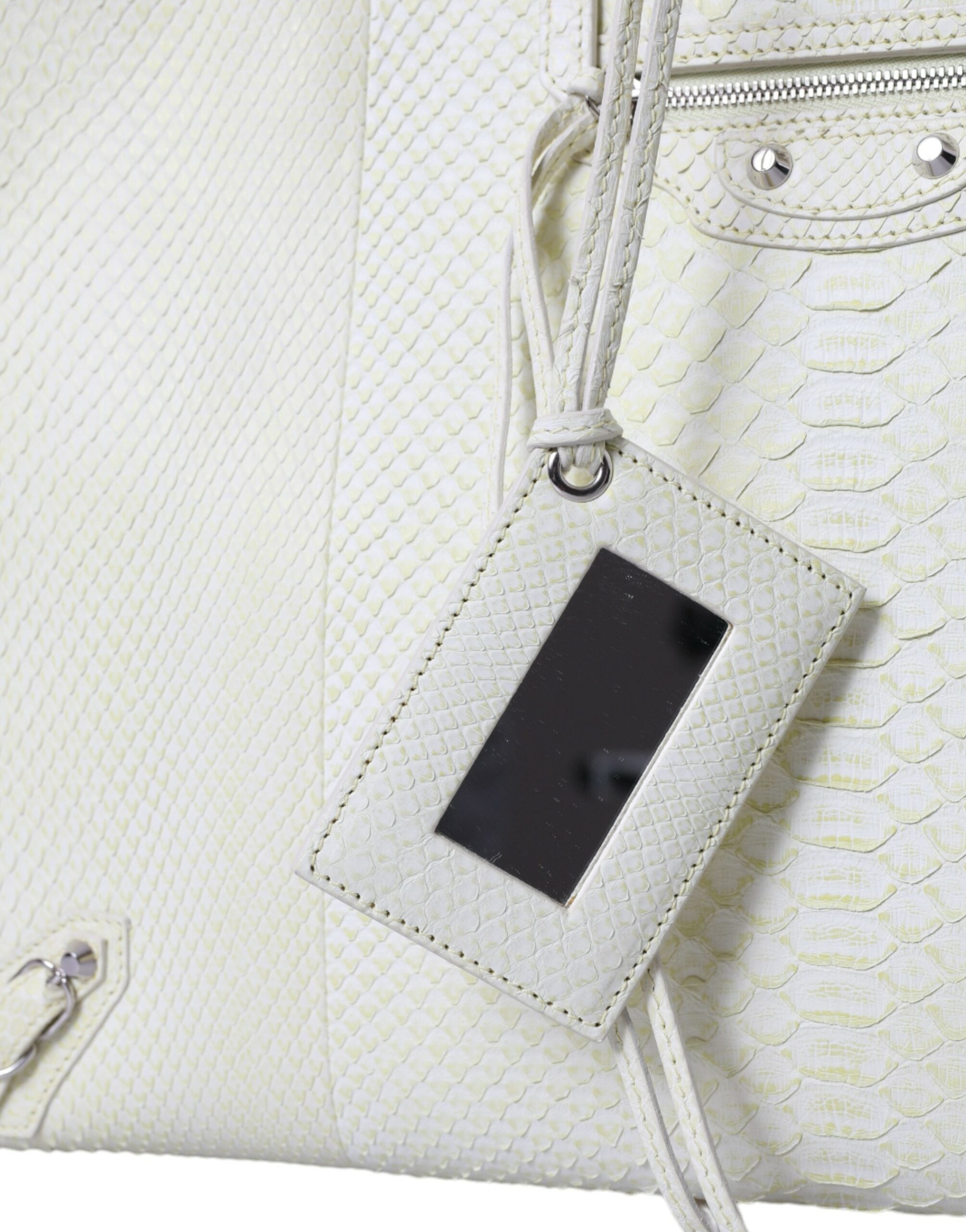 Balenciaga Chic Python Leather White Yellow Tote Glam Steals