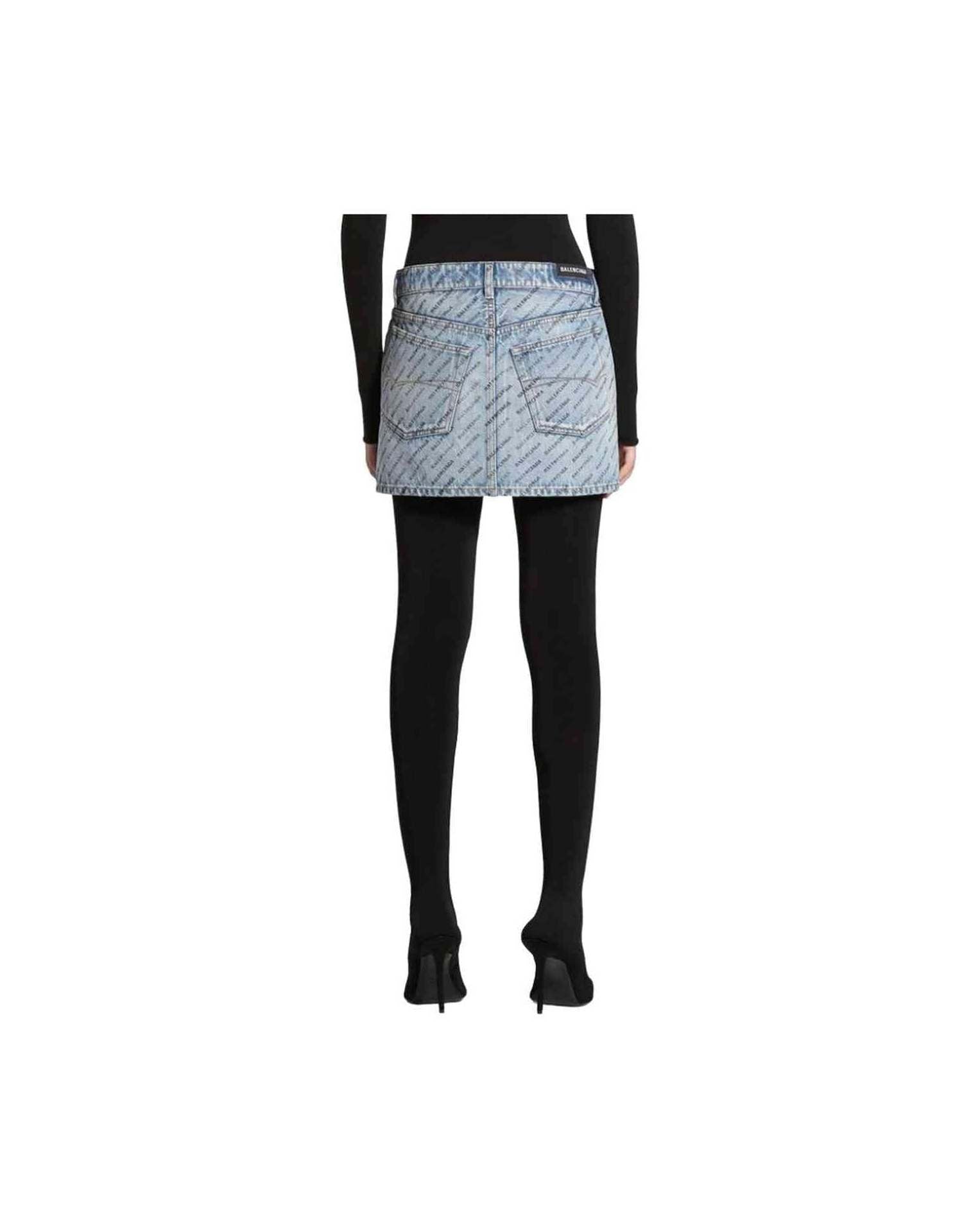 Balenciaga Denim Logo Print Skirt Glam Steals