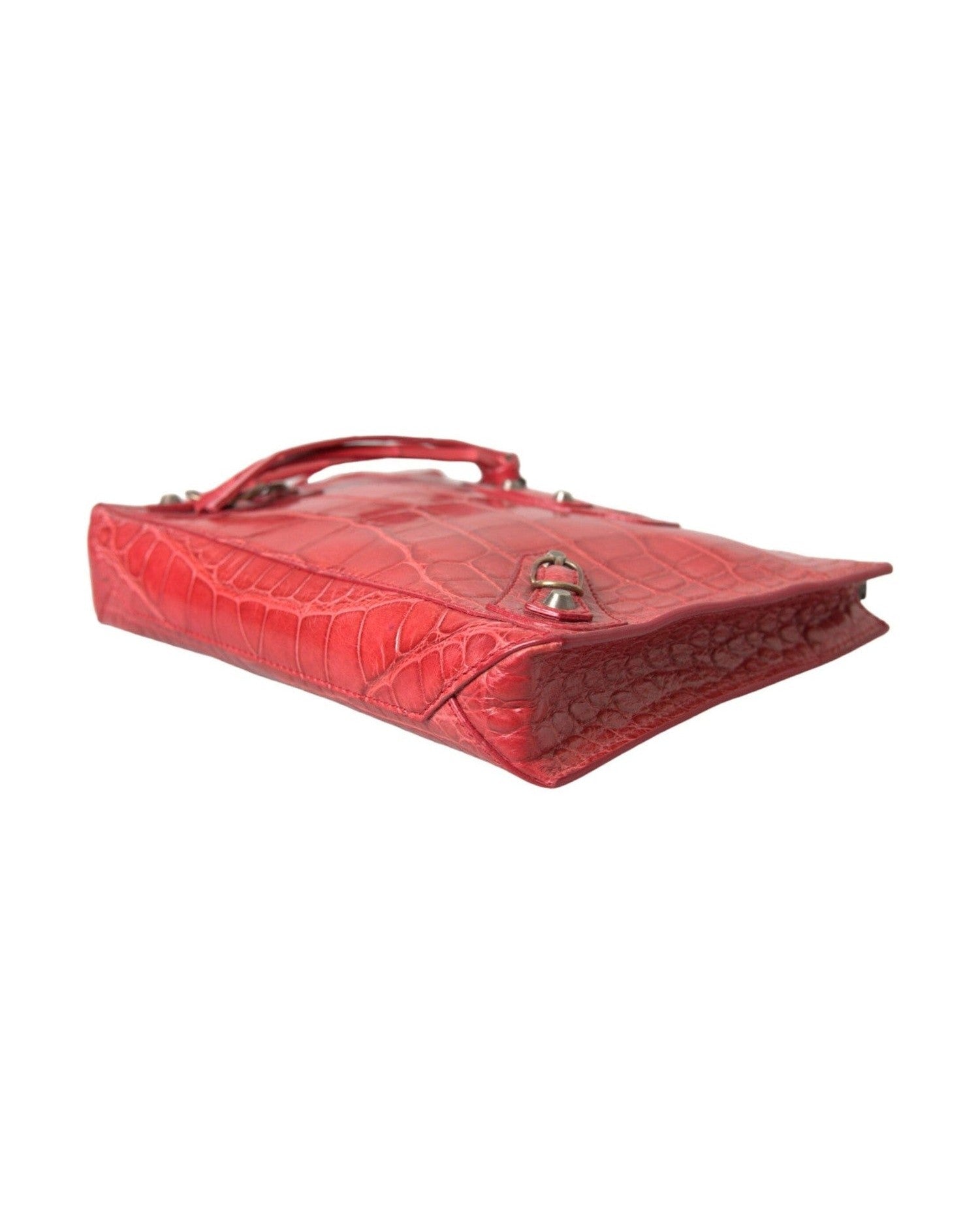 Balenciaga Exotic Alligator Leather Red Clutch Glam Steals