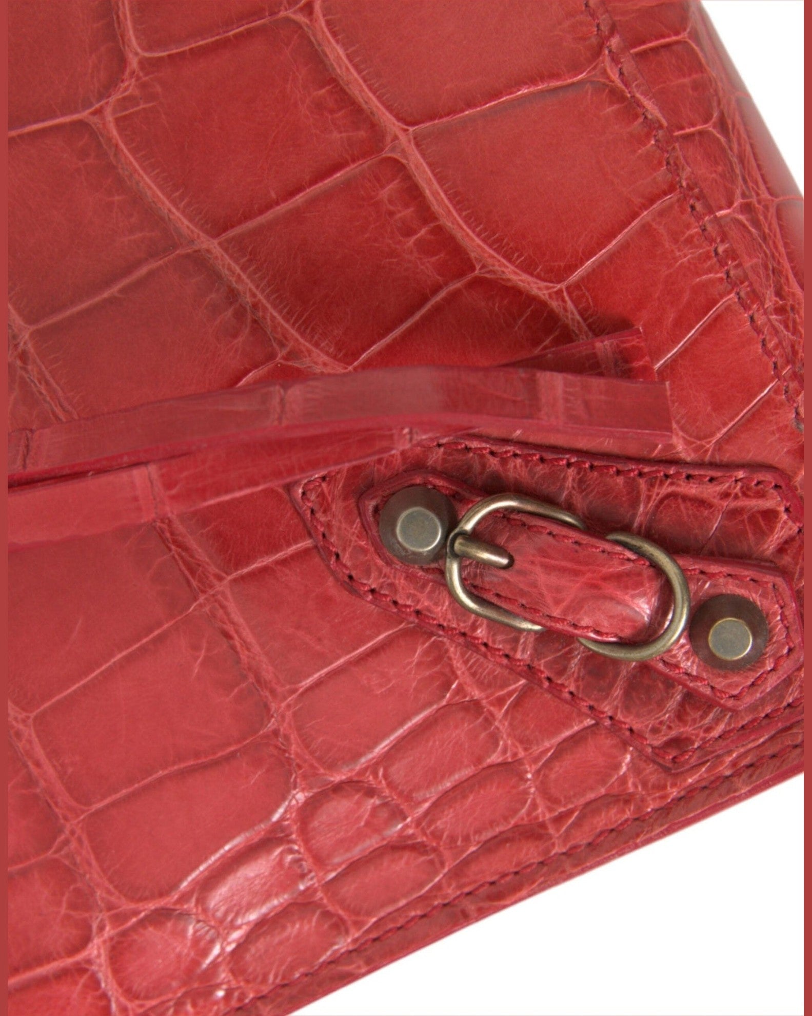 Balenciaga Exotic Alligator Leather Red Clutch Glam Steals