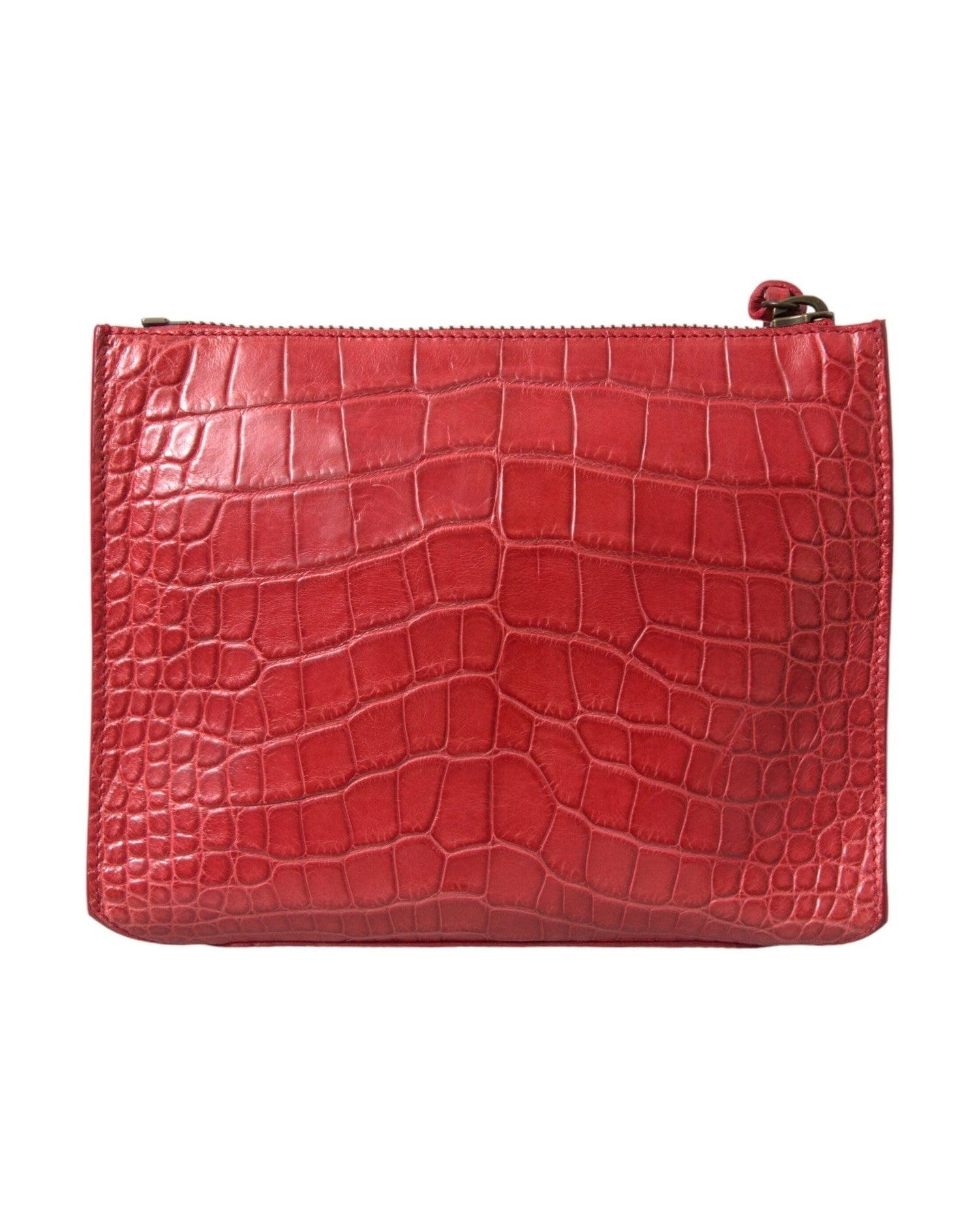 Balenciaga Exotic Alligator Leather Red Clutch Glam Steals