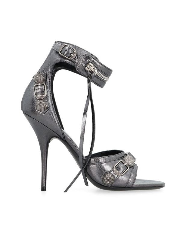 Balenciaga Gray Calfskin Stiletto Heel Sandals Glam Steals