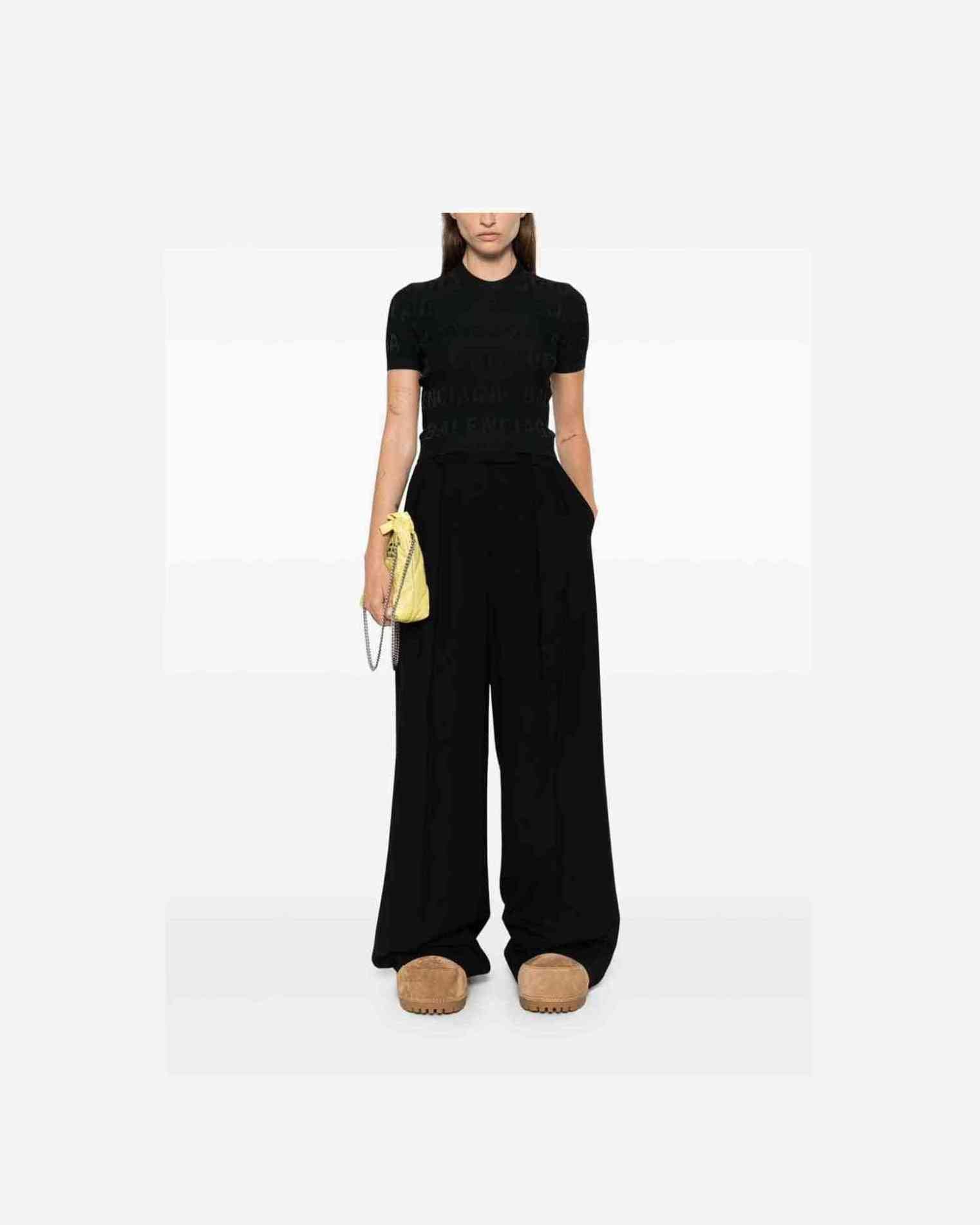 Balenciaga Jacquard Logo Crop Top Clothing Tops