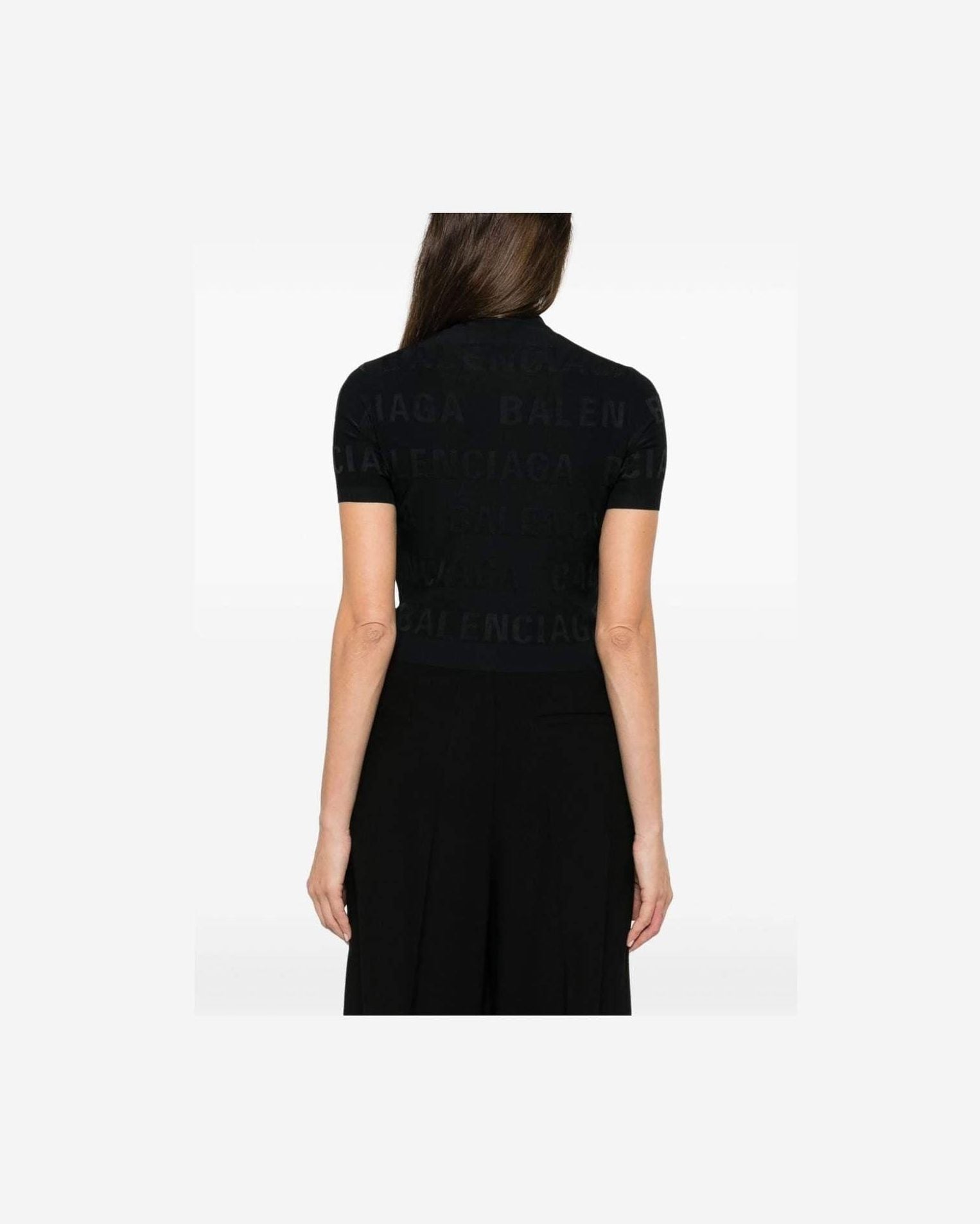 Balenciaga Jacquard Logo Crop Top Clothing Tops