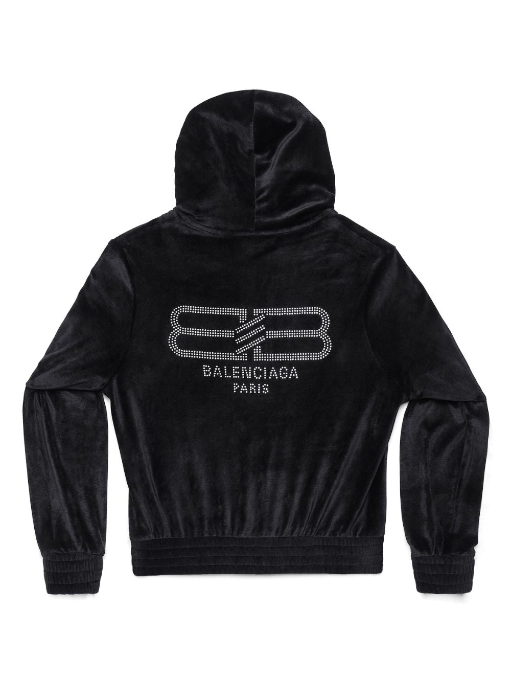 Balenciaga Velvet Crystal Embellished Zip Up Hoodie Glam Steals