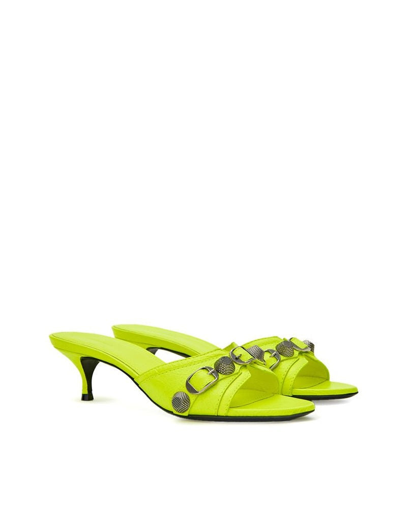 Balenciaga Green Leather Mules Flats
