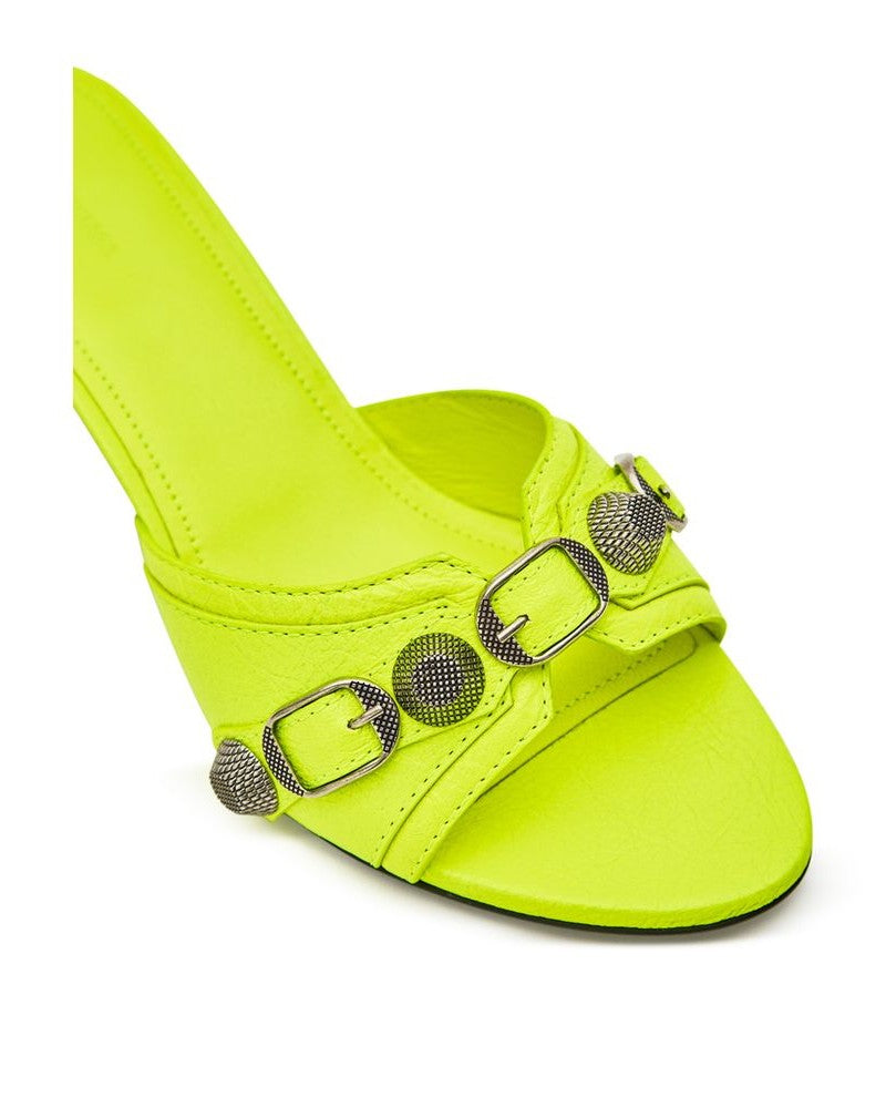 Balenciaga Green Leather Mules Flats