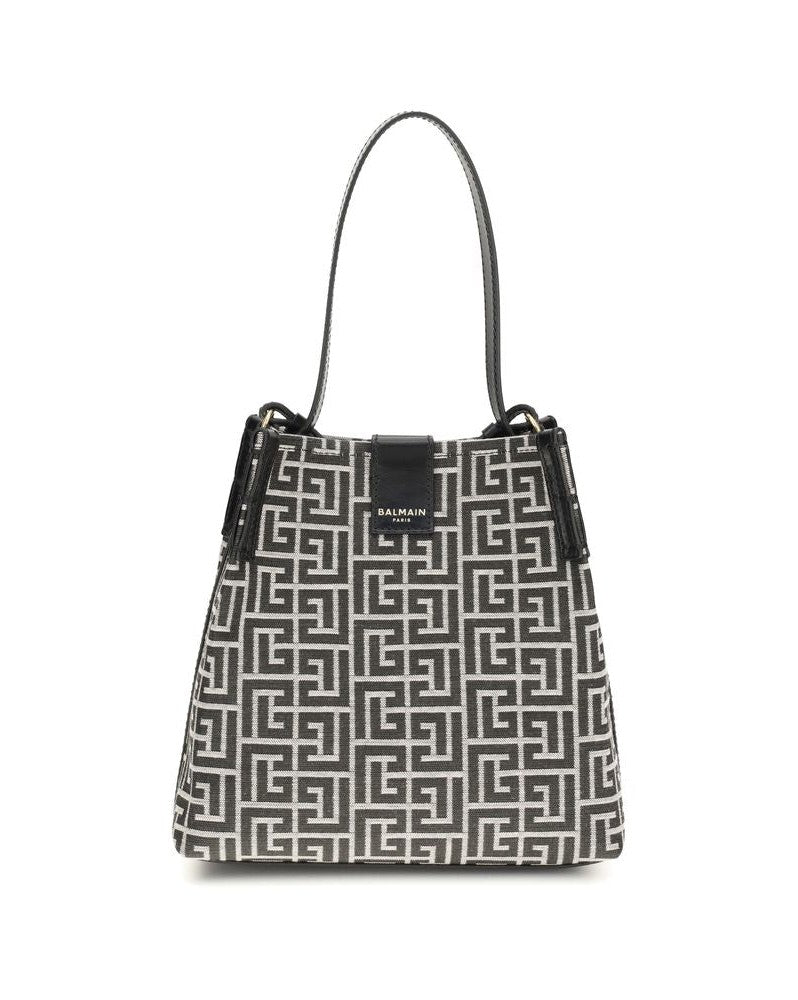 Balmain Black Cotton Bucket Bag