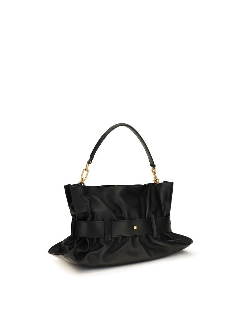 Balmain Black Leather Calf Bos Taurus Shoulder Bag Glam Steals
