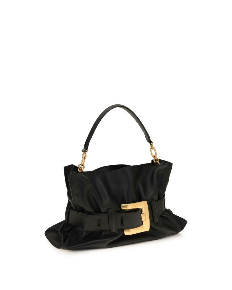 Balmain Black Leather Calf Bos Taurus Shoulder Bag Glam Steals