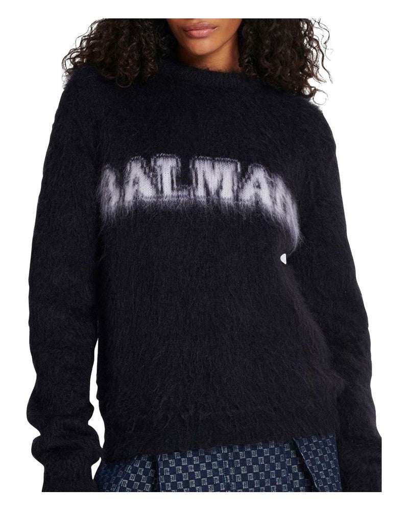 Balmain Black Mohair Sweatshirt Sweatshirts