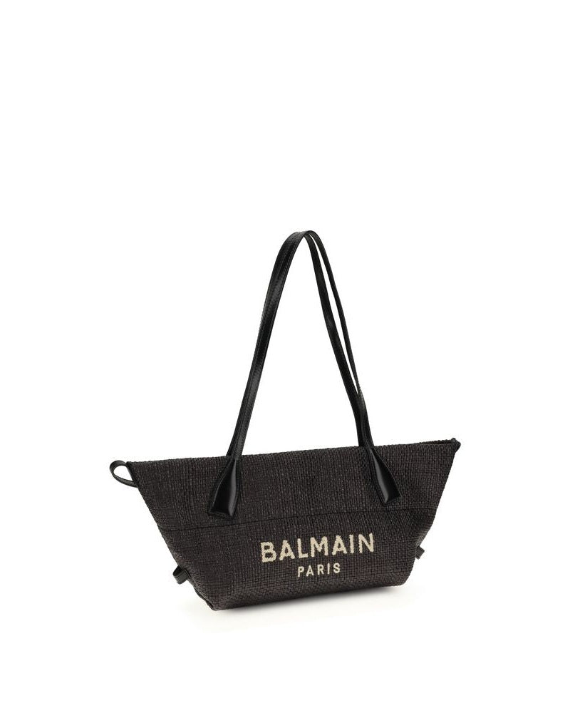Balmain Black Raffia Shoulder Bag Shoulder Bags