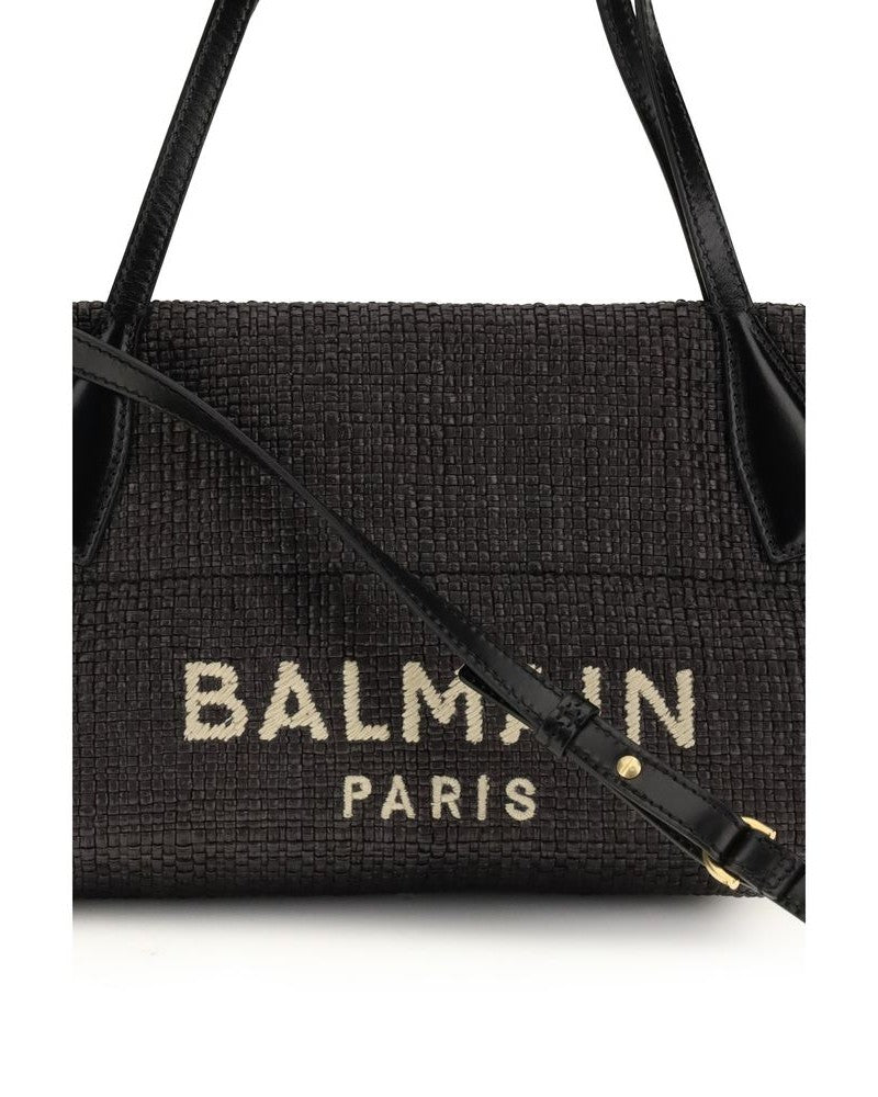 Balmain Black Raffia Shoulder Bag Shoulder Bags