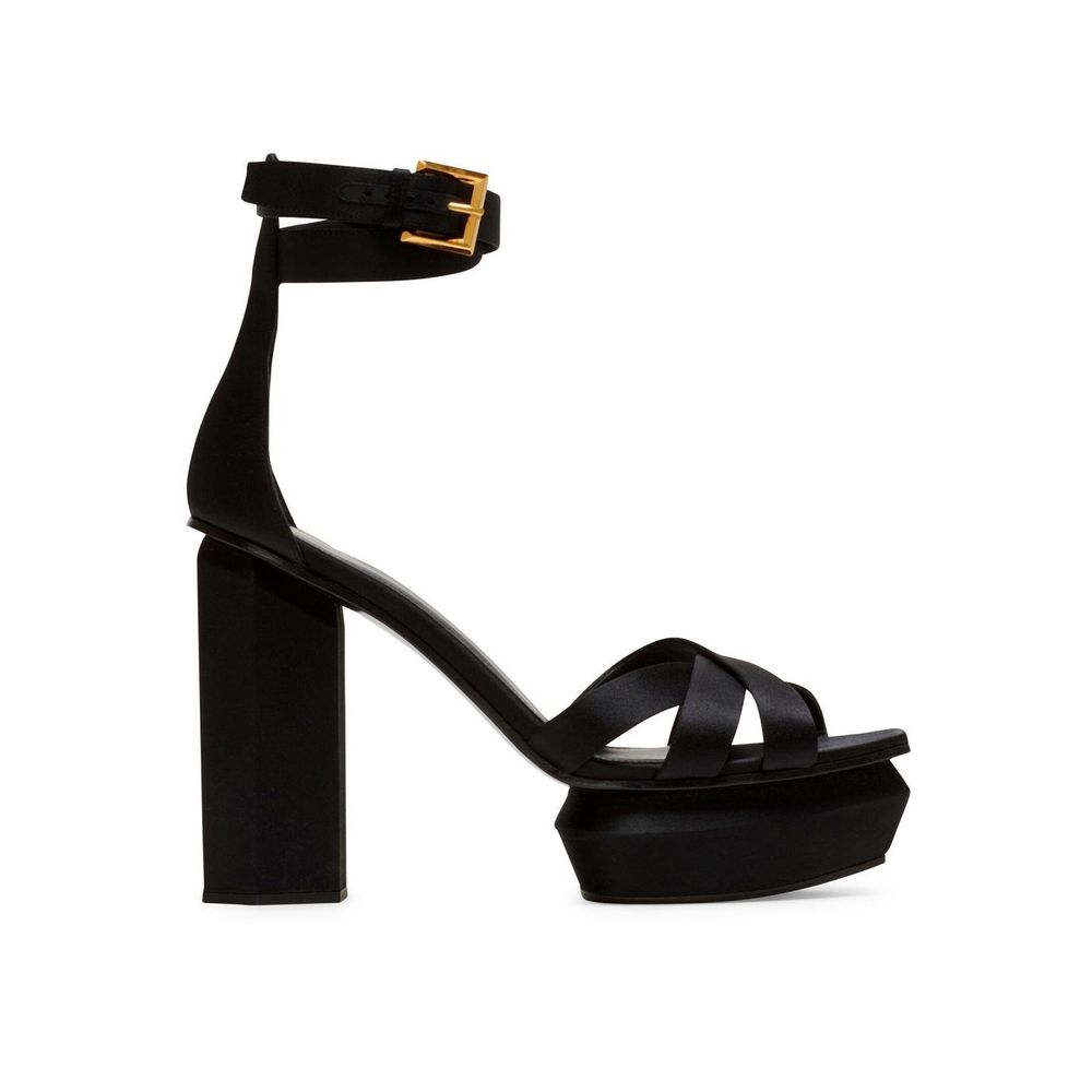Balmain Black Silk Platform Sandals Glam Steals