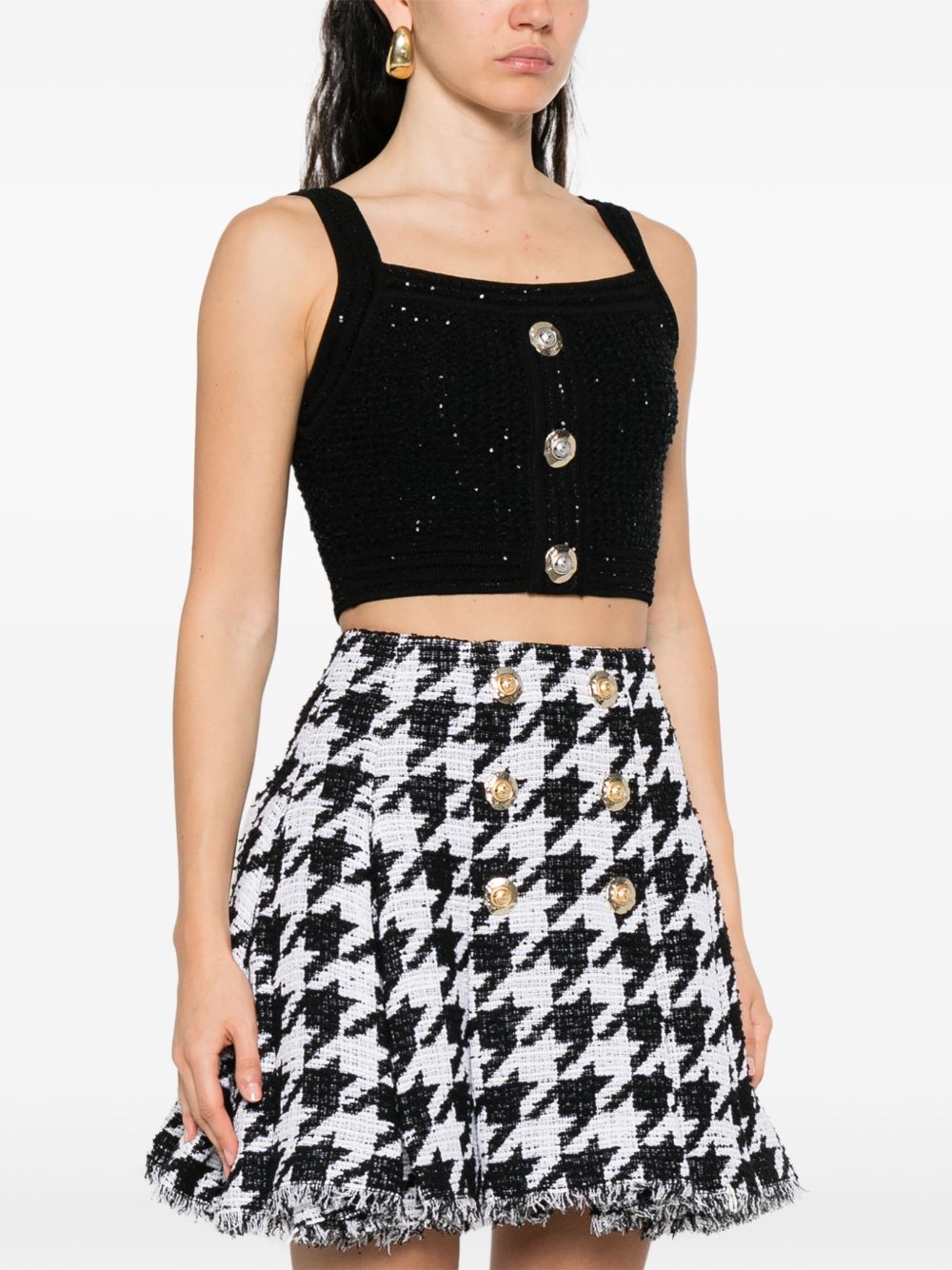 Balmain Black Sleeveless Top Glam Steals