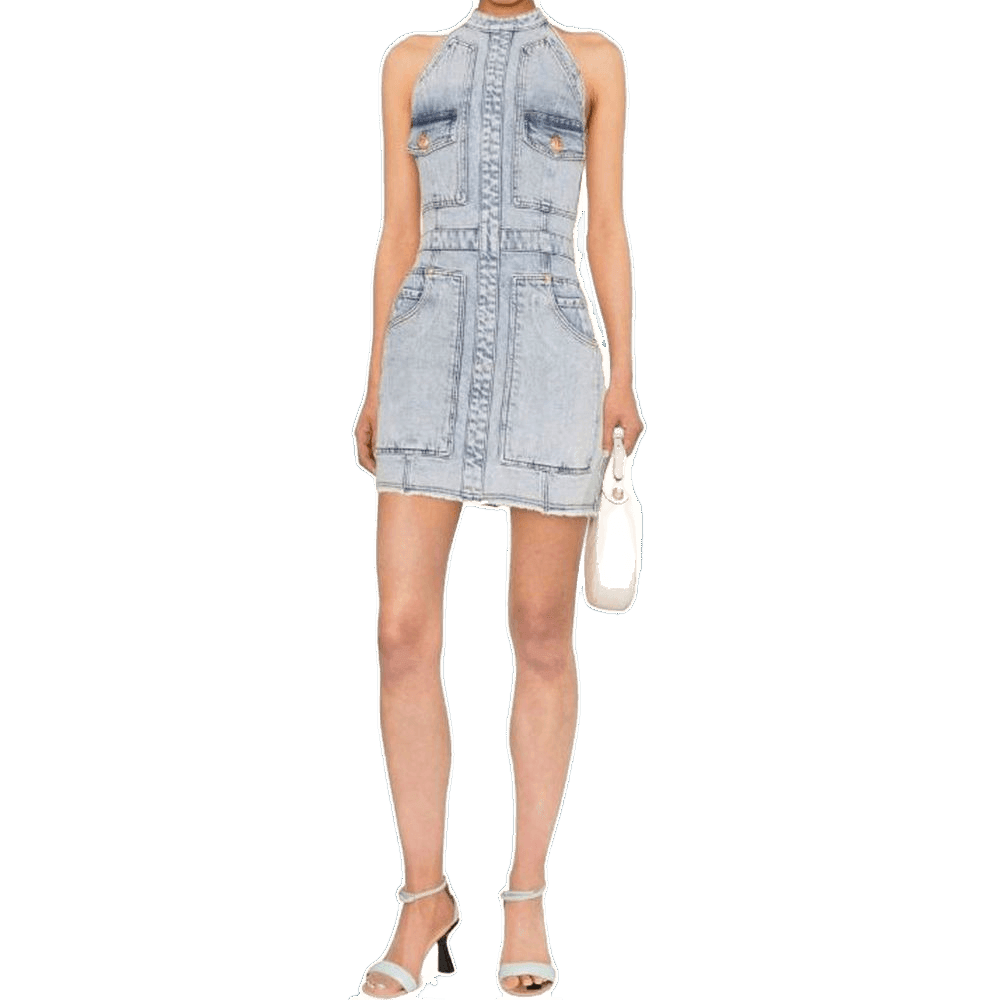 Balmain Blue Cotton Casual Dress Glam Steals