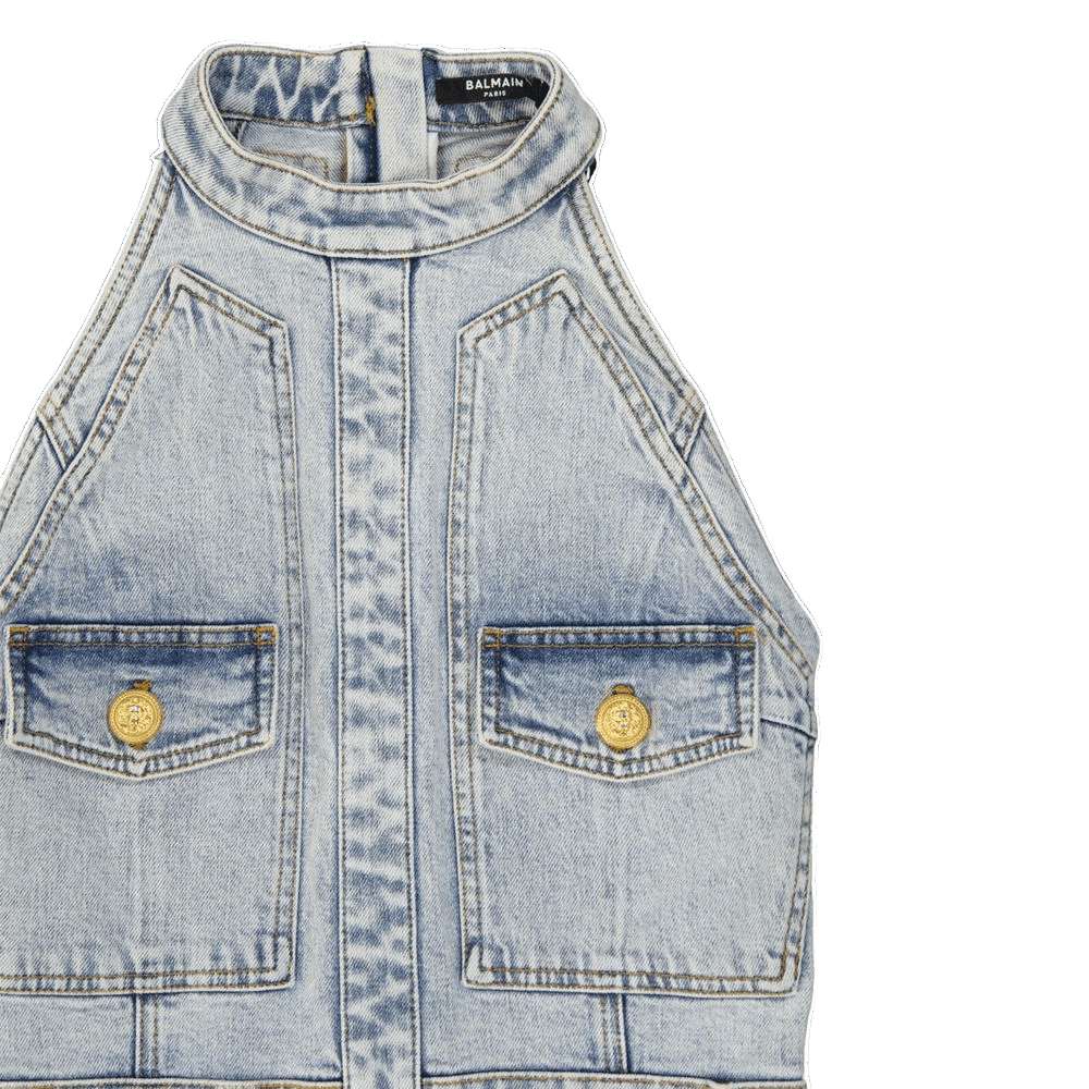 Balmain Blue Cotton Casual Dress Glam Steals