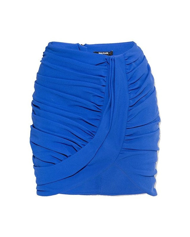 Balmain Blue Elastane Mini Skirt Glam Steals