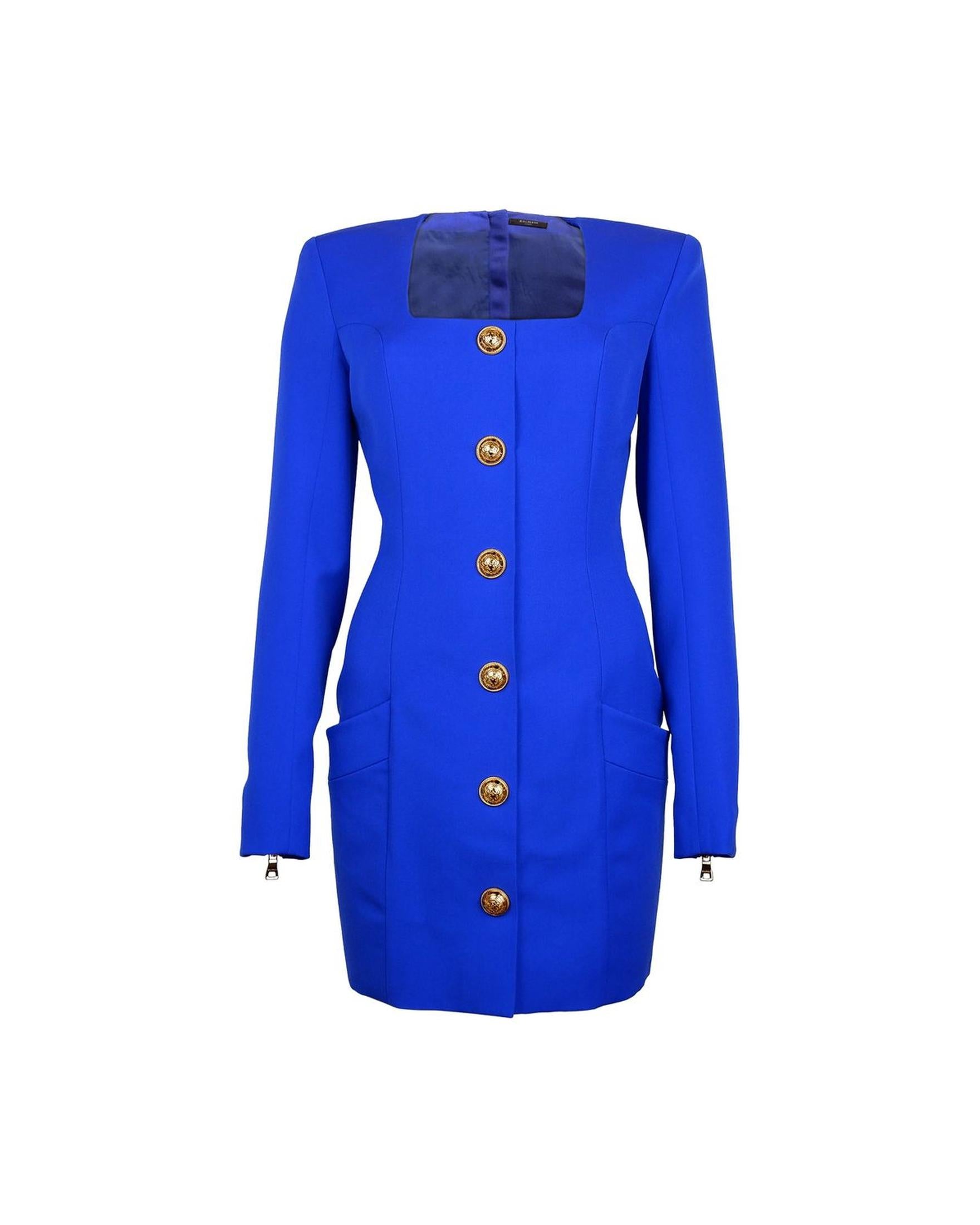 Balmain Blue Wool Dress Glam Steals