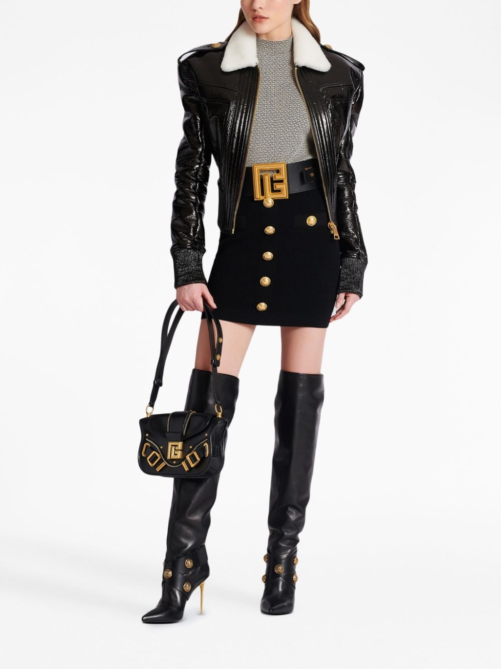 Balmain Button Detail Knitted Miniskirt Glam Steals