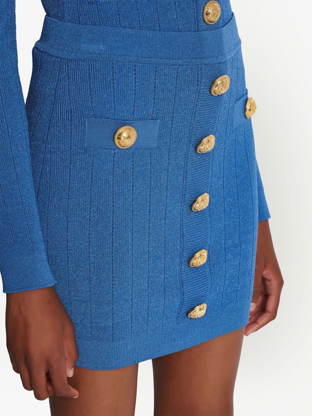 Balmain Button Detail Knitted Miniskirt Glam Steals