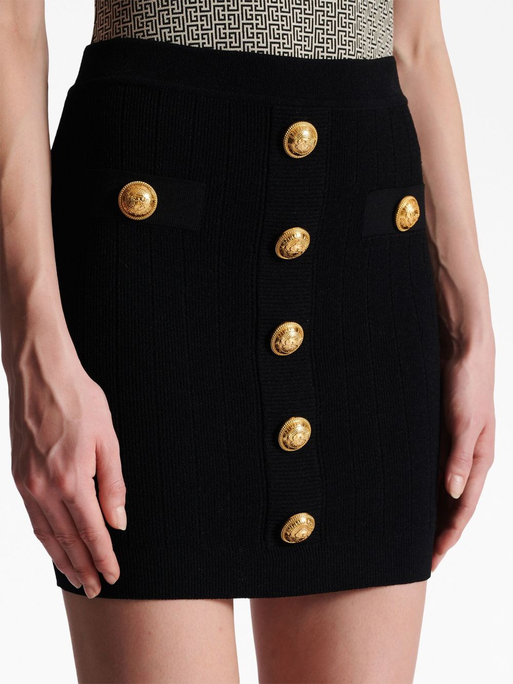 Balmain Button Detail Knitted Miniskirt Glam Steals