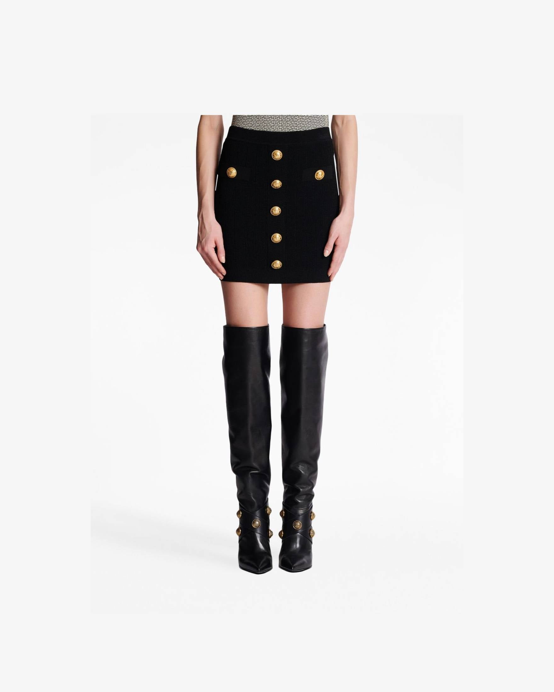Balmain Button Embellished Knitted Skirt Glam Steals