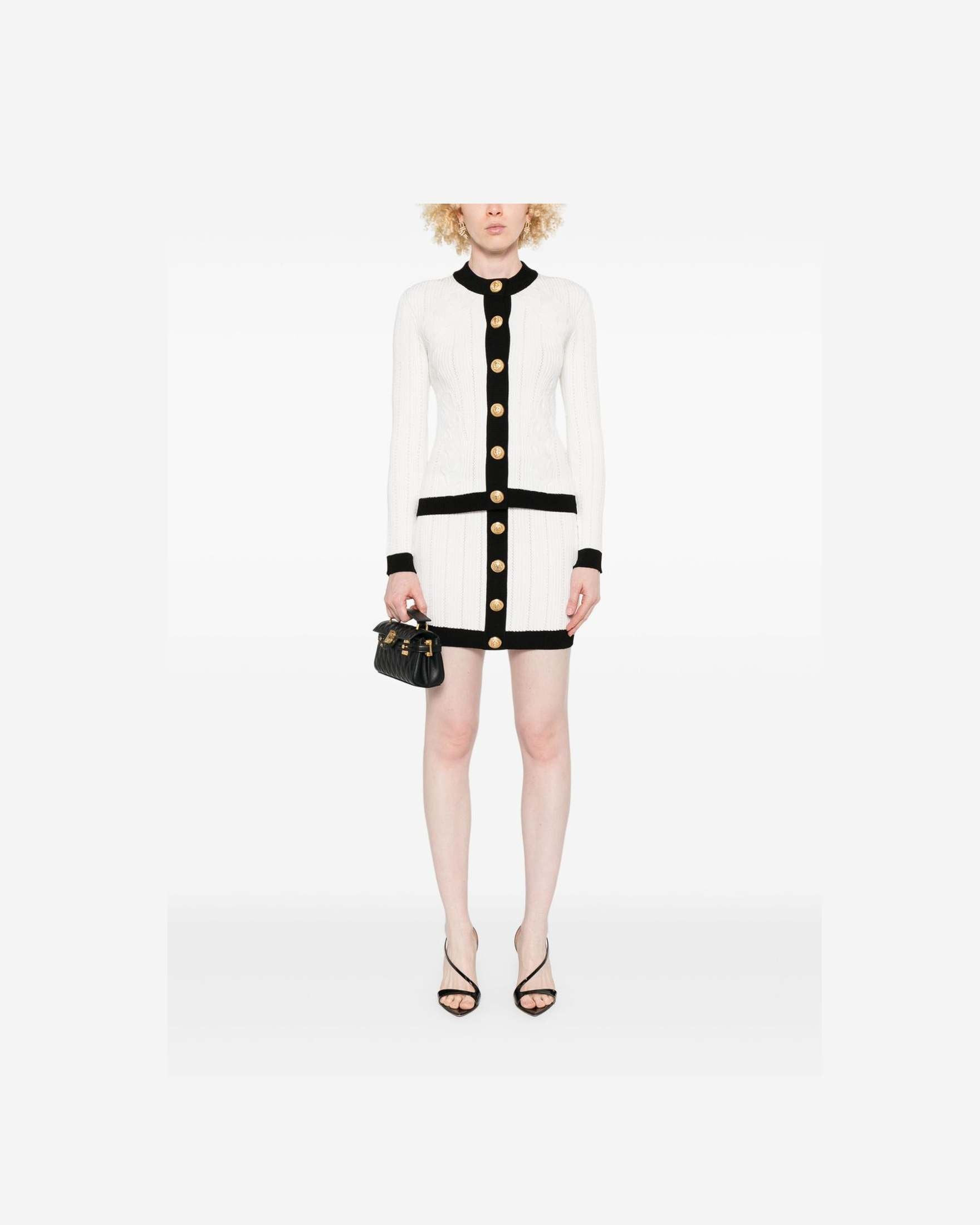 Balmain Button Embellished Ribbed Knit Mini Skirt Glam Steals