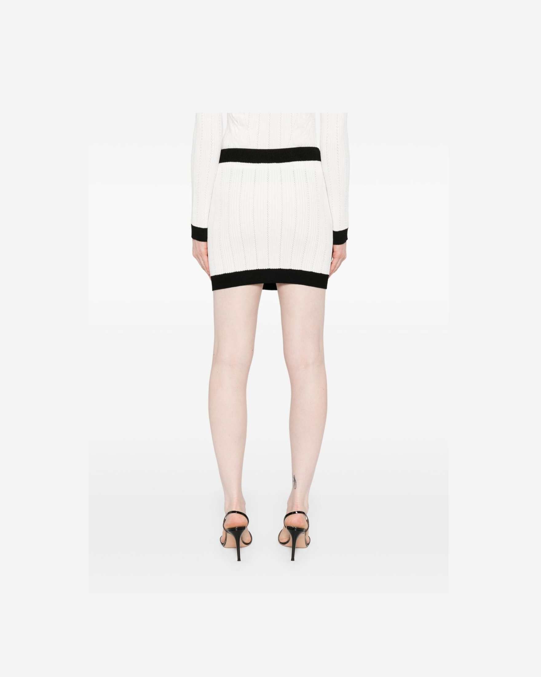 Balmain Button Embellished Ribbed Knit Mini Skirt Glam Steals