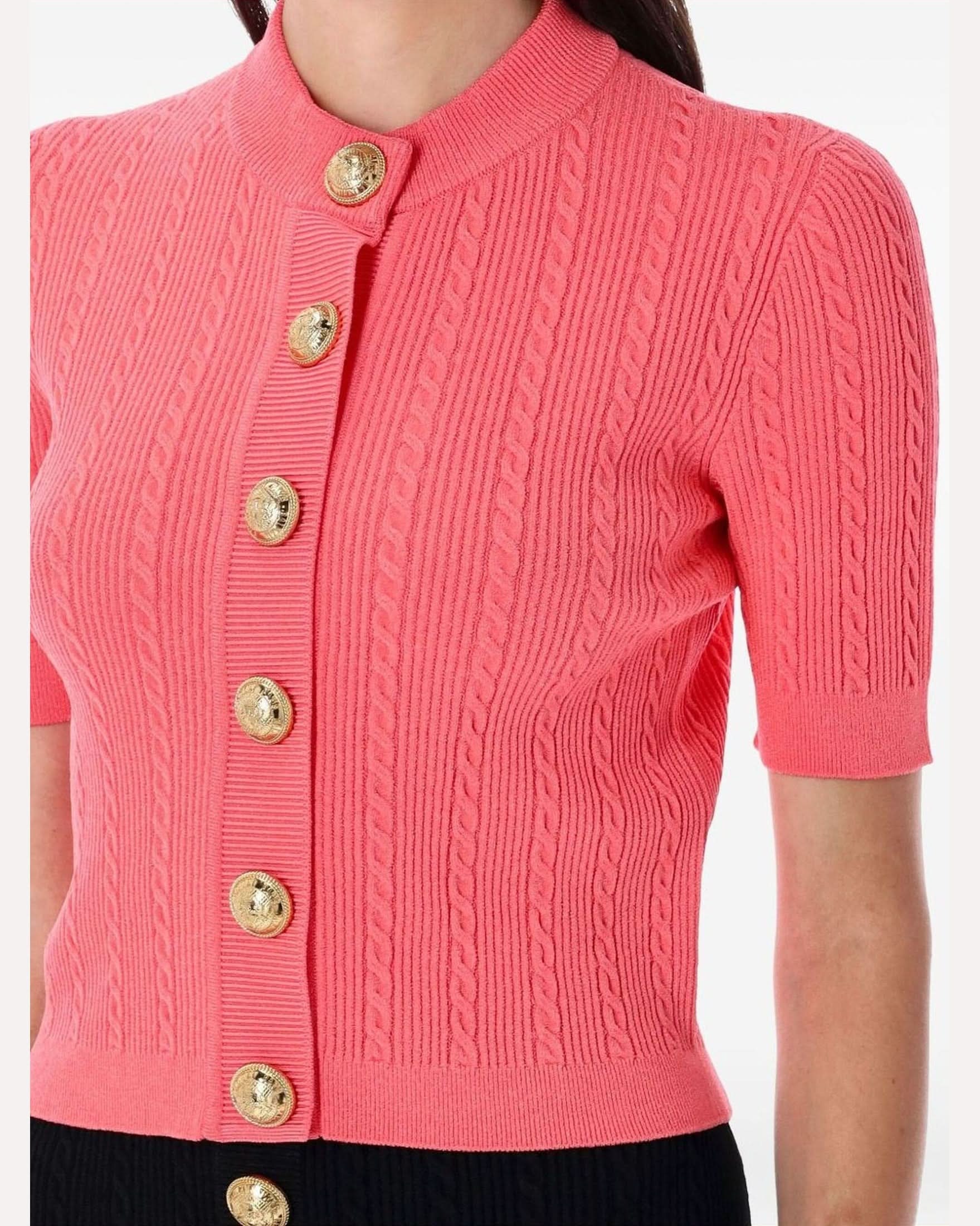 Balmain Cable Knit Buttoned Cardigan Cardigans