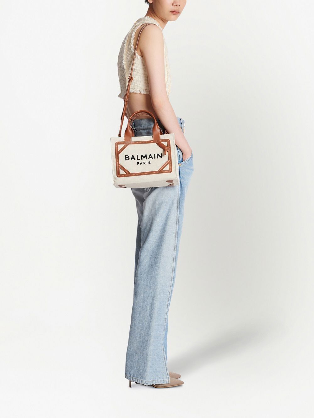 Balmain Canvas B Army Small Tote Glam Steals