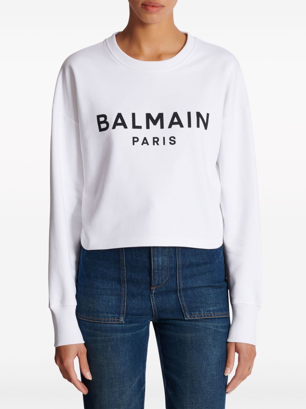 Balmain Cotton Logo Print Sweat-shirt Glam Steals