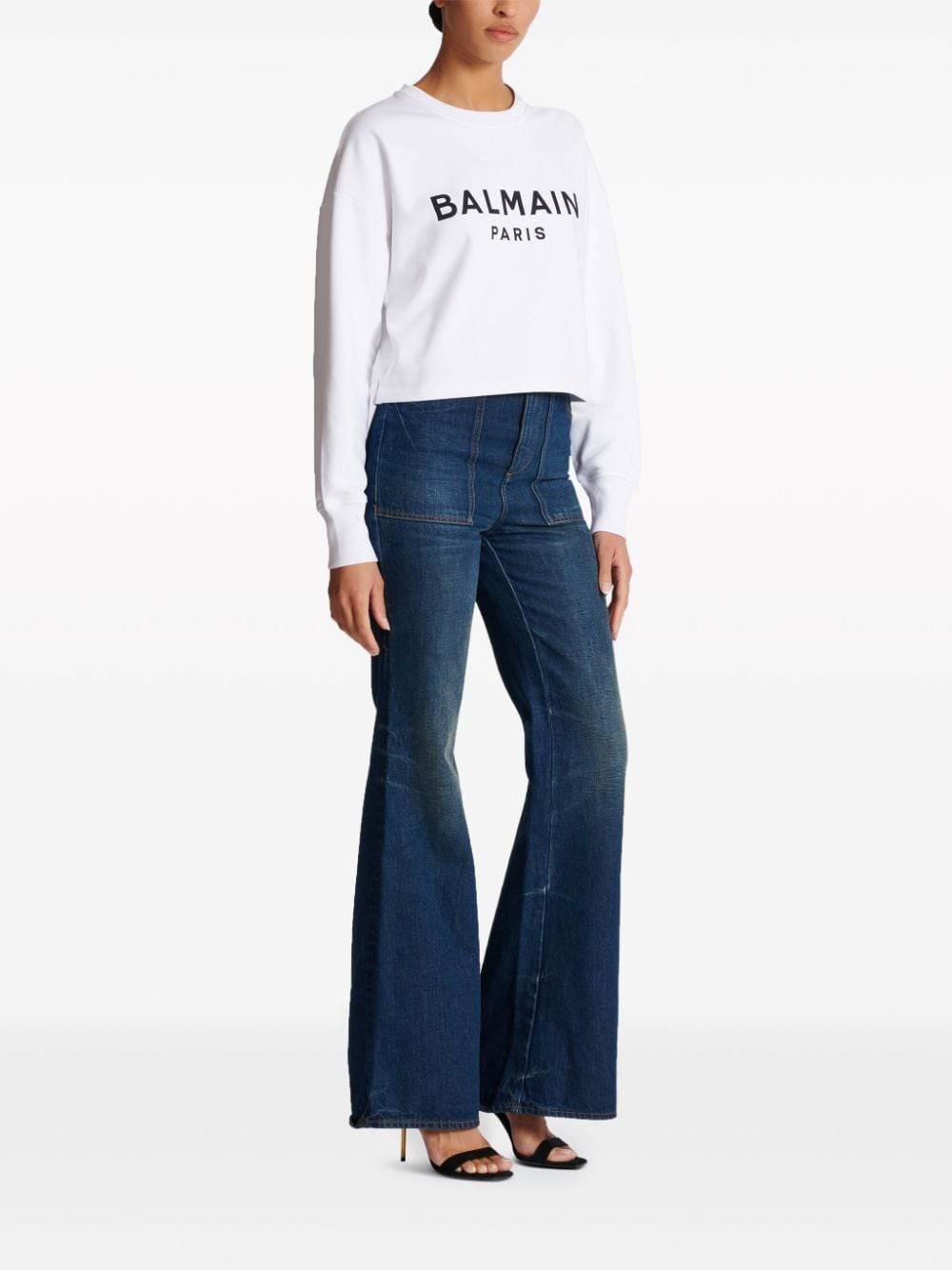 Balmain Cotton Logo Print Sweat-shirt Glam Steals