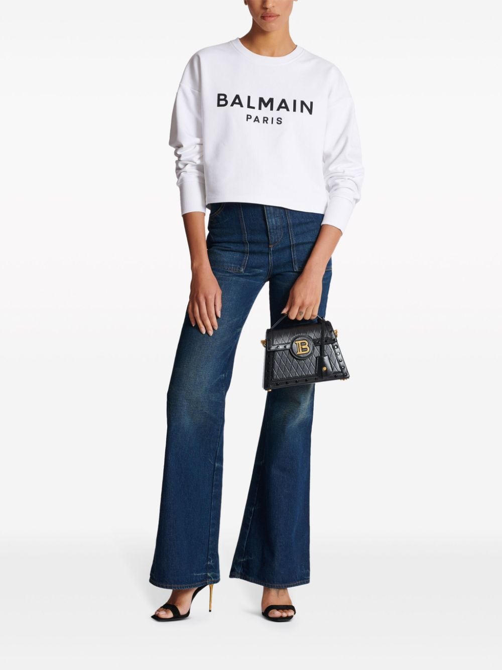 Balmain Cotton Logo Print Sweat-shirt Glam Steals